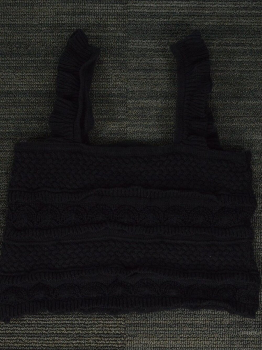 By Together Black Cable Knit Crop Tank Size S